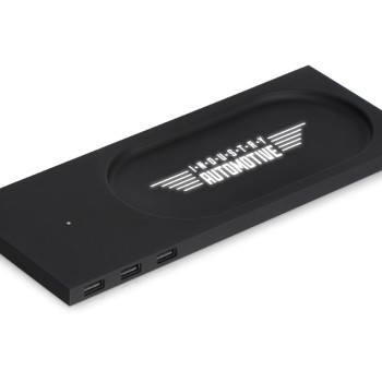 Беспроводное настольное зарядное устройство "Glide" с подсветкой, софт тач