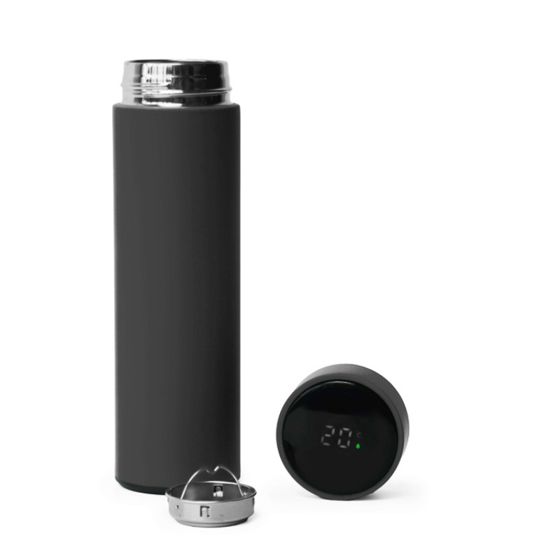 Термос FAMILY MARK LED, soft touch (Серый)