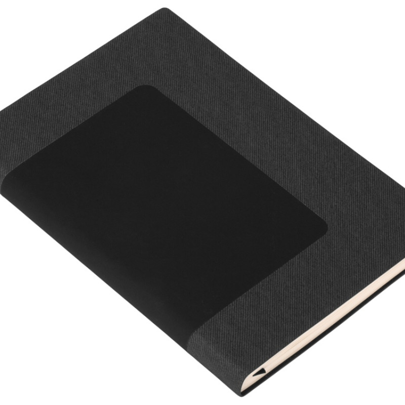 Бизнес блокнот "Supreme" с вставкой из софт-тача, гибкая обложка, 128 листов, черный