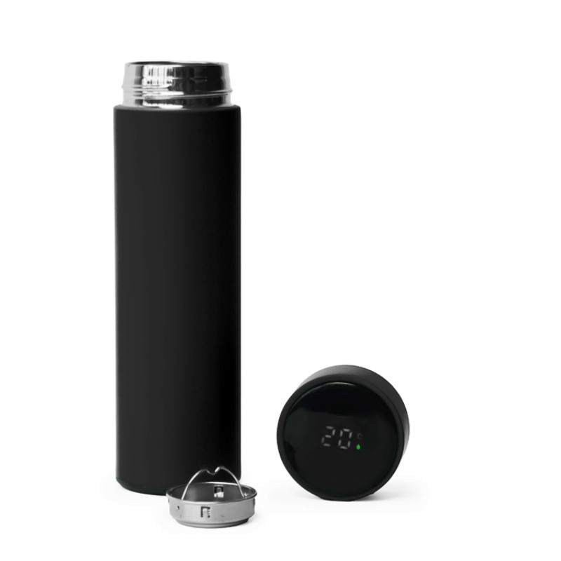 Термос FAMILY MARK LED, soft touch (Чёрный)