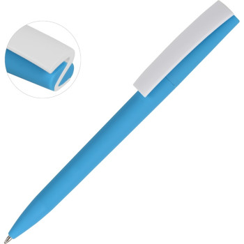 Ручка пластиковая soft-touch шариковая «Zorro», голубой/белый