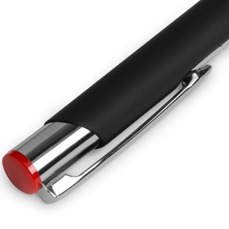 Ручка металлическая шариковая "Legend Mirror Gum" софт-тач с цветным слоем, черный / красный