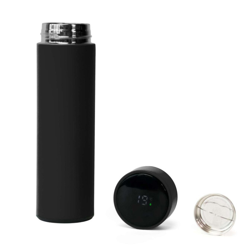 Термос FAMILY MARK LED, soft touch (Чёрный)