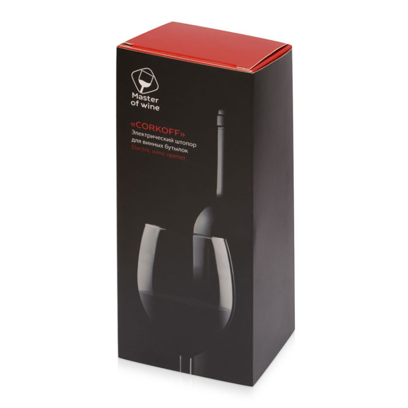 Электрический штопор Corkoff для винных бутылок с покрытием софт тач, черный