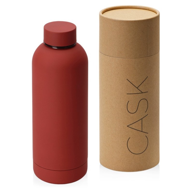 Вакуумная термобутылка "Cask" Waterline, soft touch, 500 мл, тубус, красный