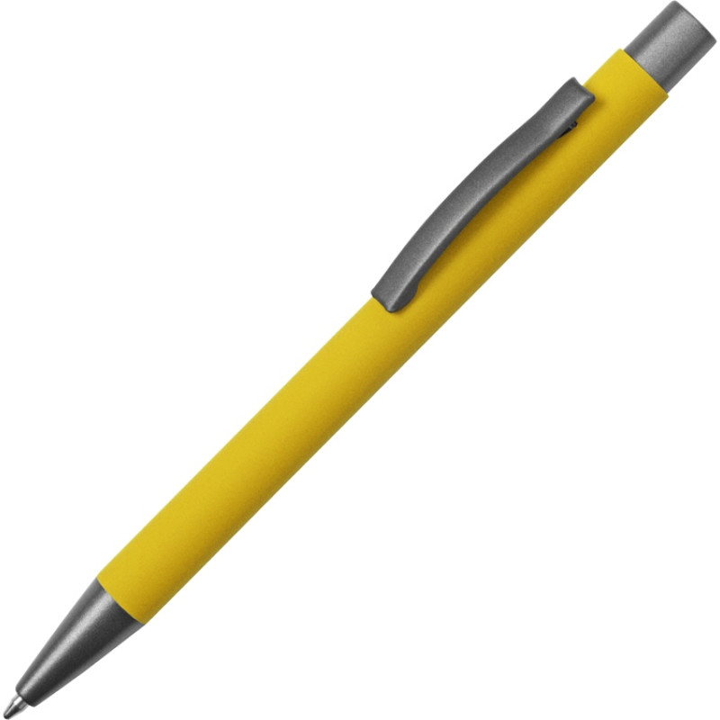 Ручка металлическая soft touch шариковая «Tender», желтый/серый