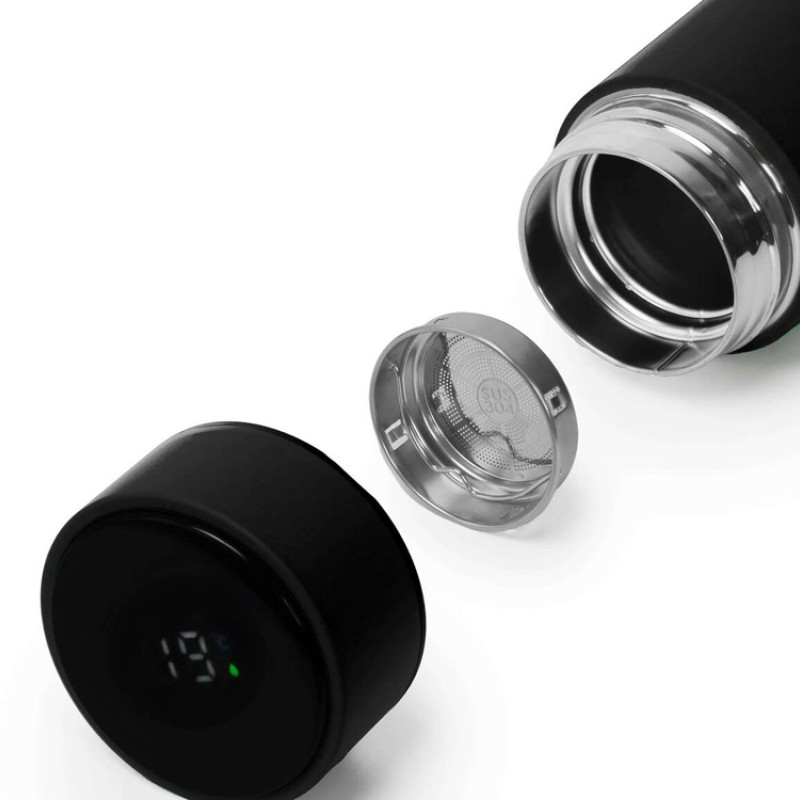 Термос FAMILY MARK LED, soft touch (Чёрный)