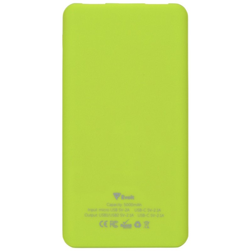 Портативное зарядное устройство «Reserve» с USB Type-C, 5000 mAh, зеленое яблоко