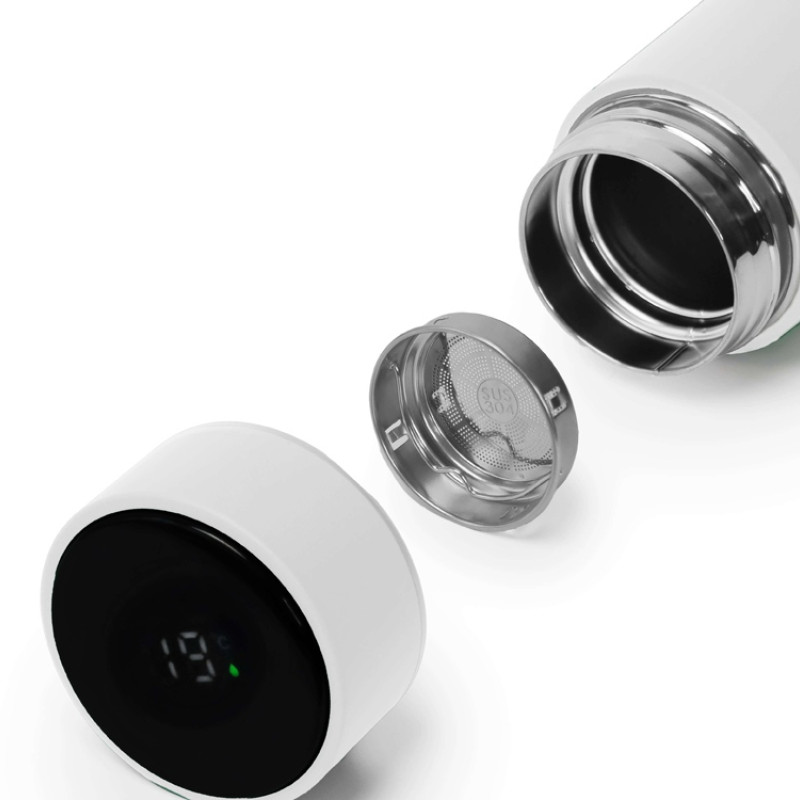 Термос FAMILY MARK LED, soft touch (Белый)