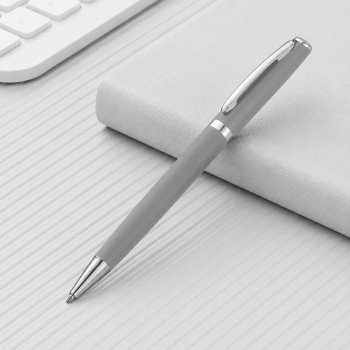 Ручка металлическая шариковая «Flow» soft-touch, светло-серый/серебристый
