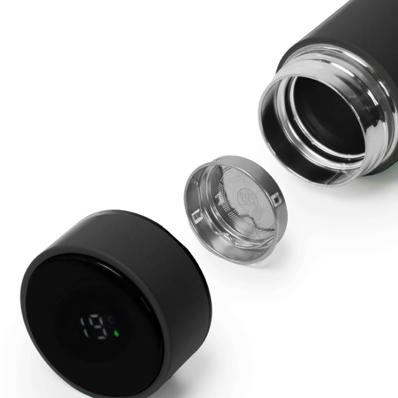 Термос FAMILY MARK LED, soft touch (Серый)