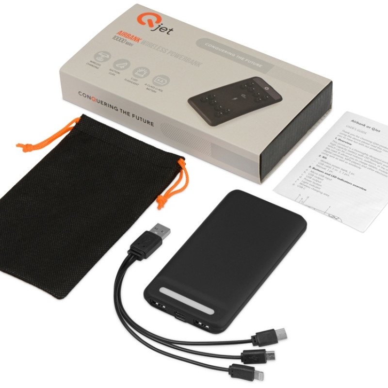 Портативное беспроводное зарядное устройство «Airbank», 10000 mAh, черный (Р)