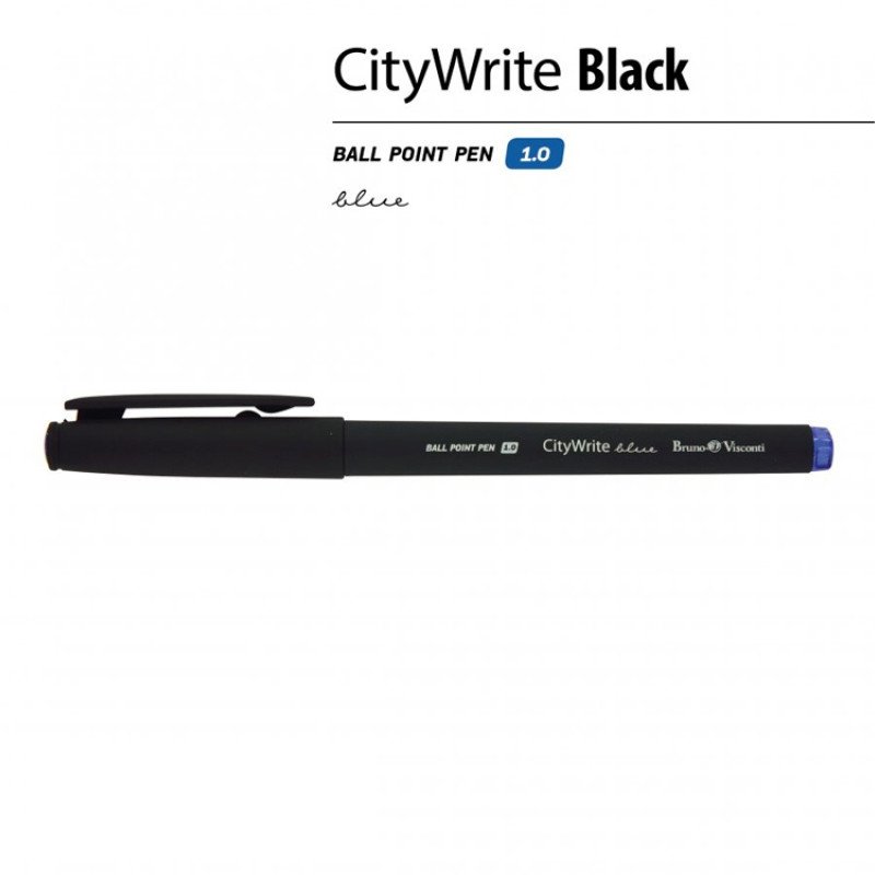 Ручка "CityWrite.BLACK" шариковая, черный пластиковый корпус, 1.0 мм, синяя