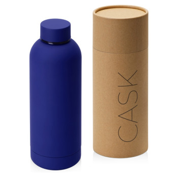 Вакуумная термобутылка "Cask" Waterline, soft touch, 500 мл, тубус, синий