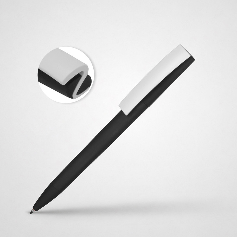 Ручка пластиковая soft-touch шариковая «Zorro», черный/белый Ручка пластиковая soft-touch шариковая «Zorro», черный/белый