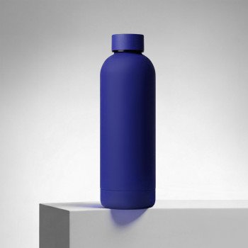 Вакуумная термобутылка "Cask" Waterline, soft touch, 500 мл, тубус, синий