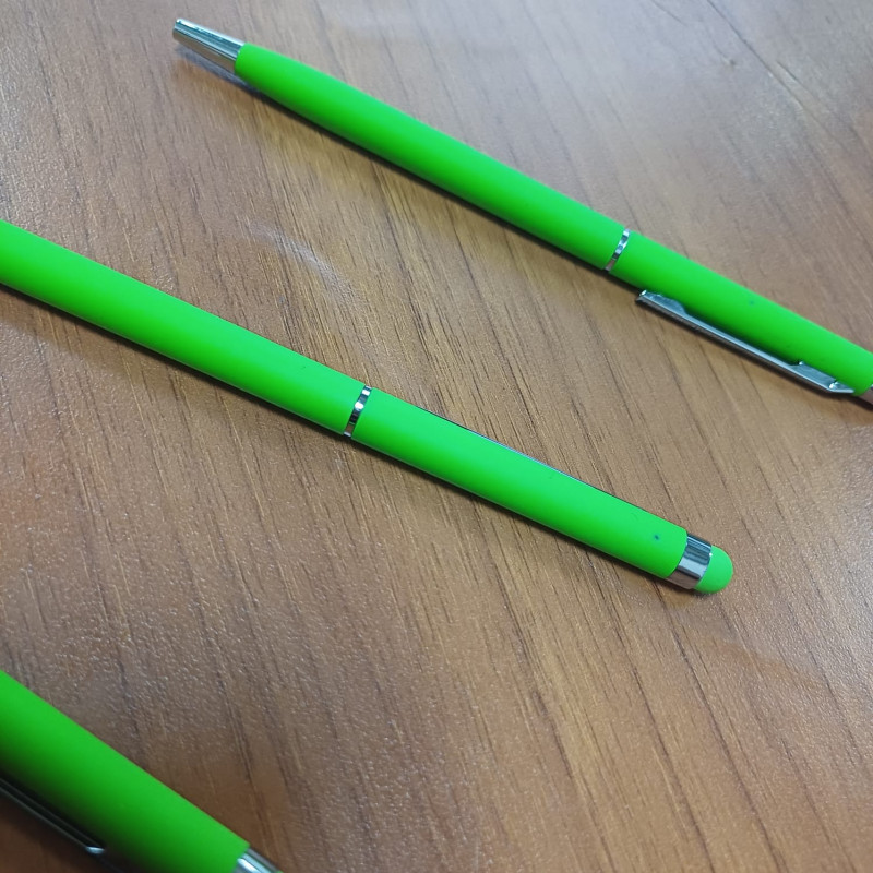 Ручка-стилус шариковая "Jucy Soft" с покрытием soft touch, зеленое яблоко (Р)