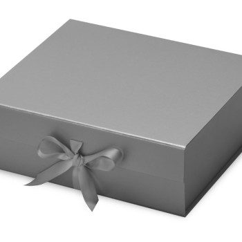 Коробка разборная на магнитах с лентами, серебристый