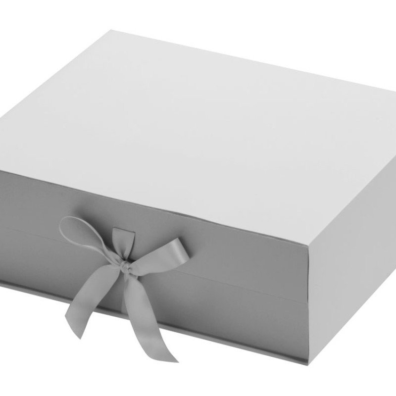 Коробка разборная на магнитах с лентами, серебристый