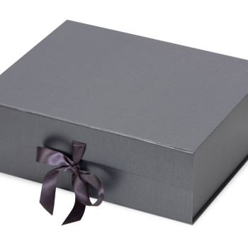 Коробка разборная на магнитах с лентами, графит