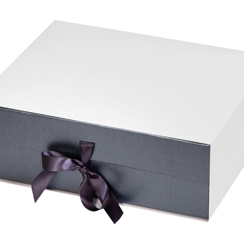 Коробка разборная на магнитах с лентами, графит (P)