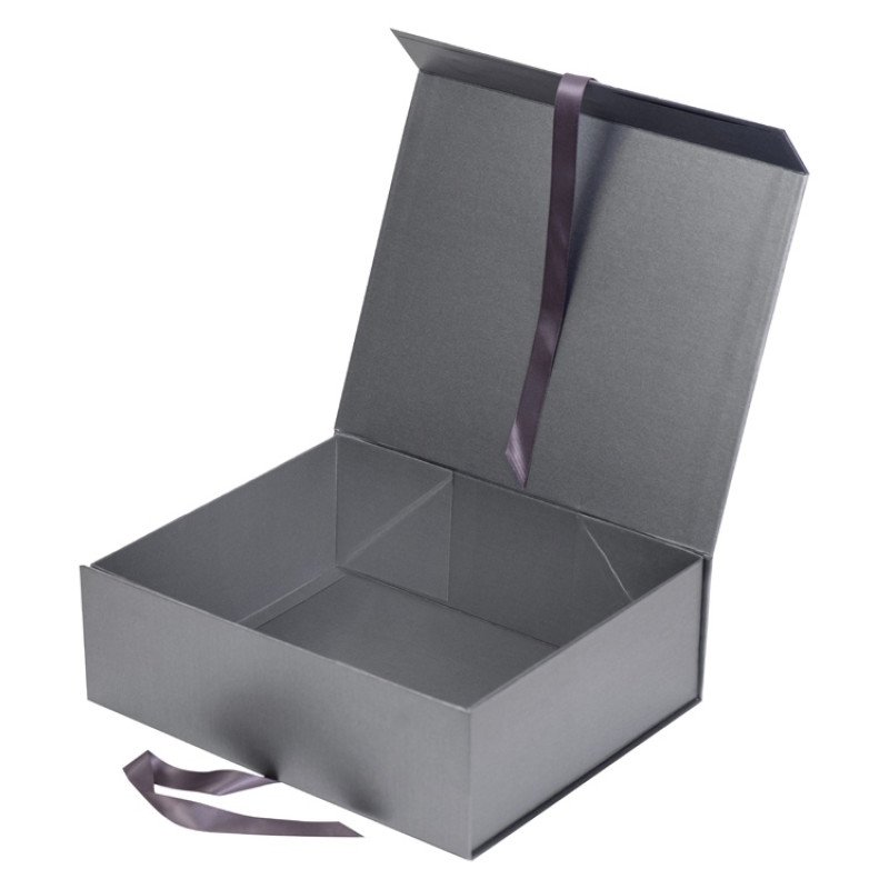 Коробка разборная на магнитах с лентами, графит (P)