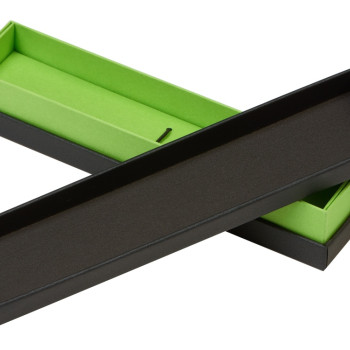 Футляр для 1 ручки "Bloom", черный с зеленым яблоком