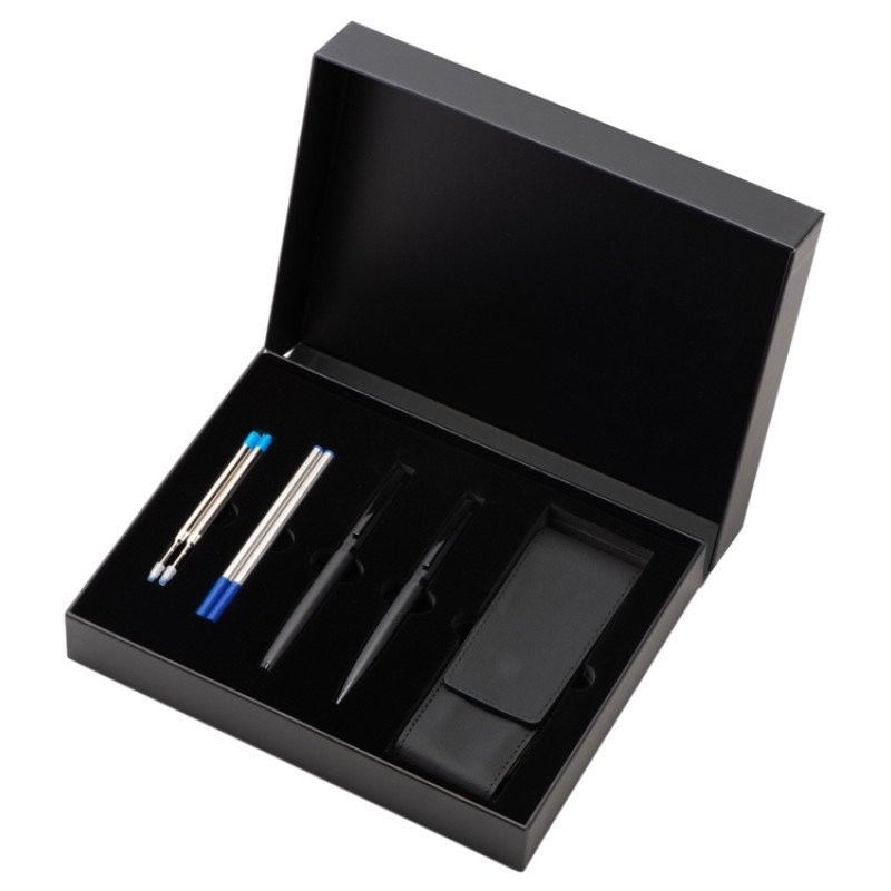 Подарочный набор ручек "Dumas": ручка шариковая и роллер, 4 стержня (2 шариковых, 2 роллера), футляр
