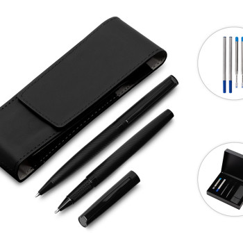 Подарочный набор ручек "Dumas": ручка шариковая и роллер, 4 стержня (2 шариковых, 2 роллера), футляр