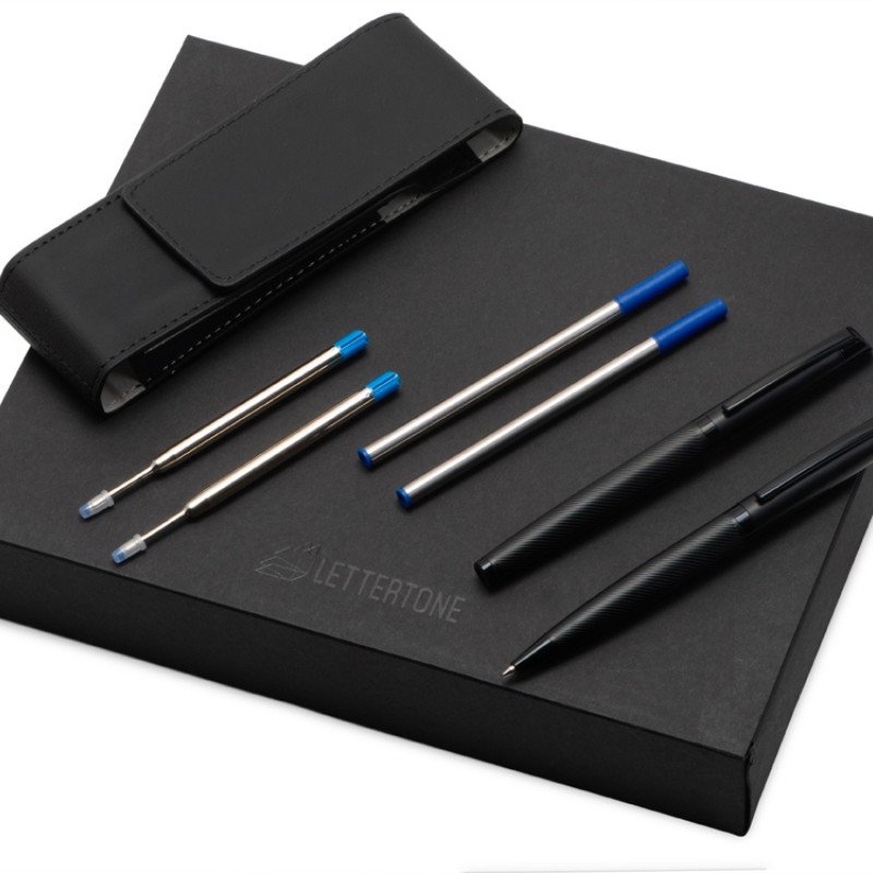 Подарочный набор ручек "Dumas": ручка шариковая и роллер, 4 стержня (2 шариковых, 2 роллера), футляр