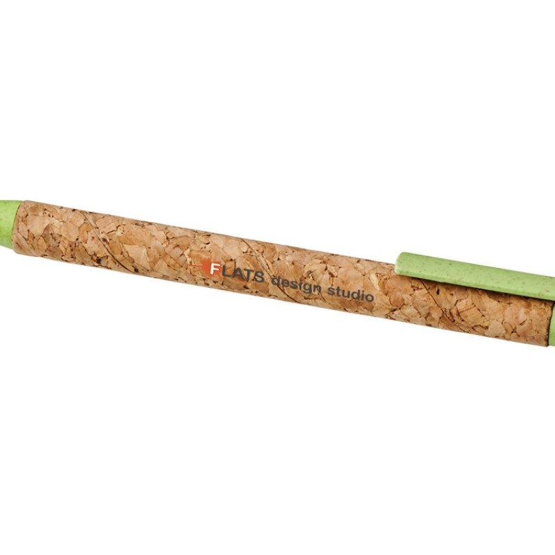 Шариковая ручка Midar из пробки и пшеничной соломы, зеленое яблоко