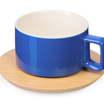 Набор чашка с бамбуковым блюдцем "Sheffield", синий