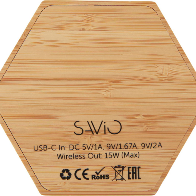 Беспроводное зарядное устройство «Gex», 15 Вт, бамбук