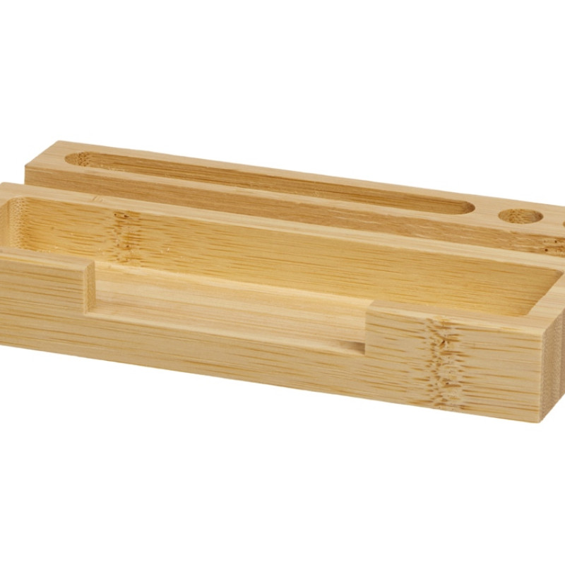 Настольный органайзер с вечным календарем и подставкой для телефона "Akira", натуральный Настольный органайзер с вечным календарем и подставкой для телефона "Akira", натуральный