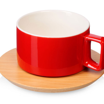 Набор чашка с бамбуковым блюдцем "Sheffield", красный