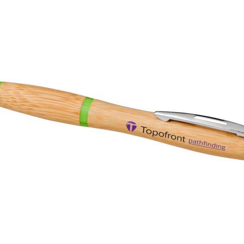 Шариковая ручка Nash из бамбука, натуральный/зеленое яблоко