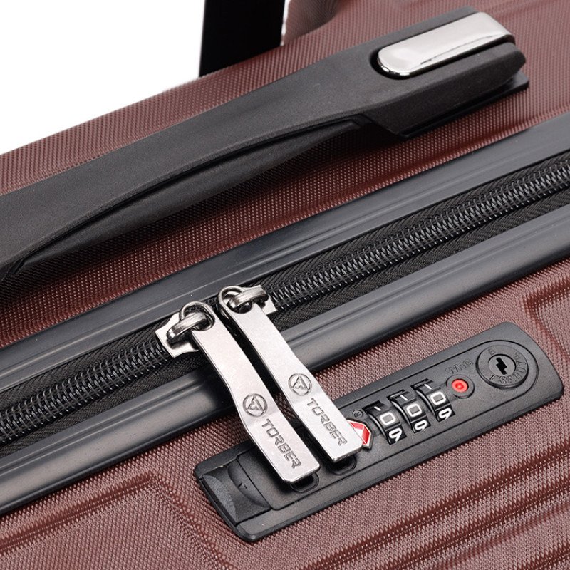 Чемодан TORBER ОНЕГА, бордовый, ABS-пластик, 79,5 х 51 х 29 см, 103 л