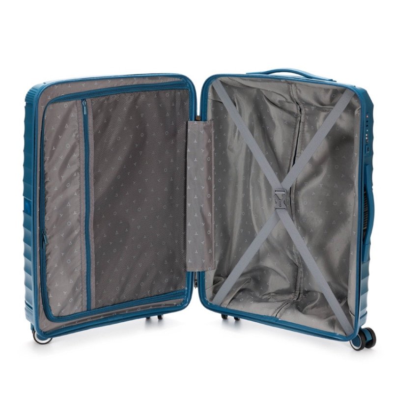 Чемодан TORBER НЕВО, синий, полипропилен, 45 х 26 х 66 см, 66 л