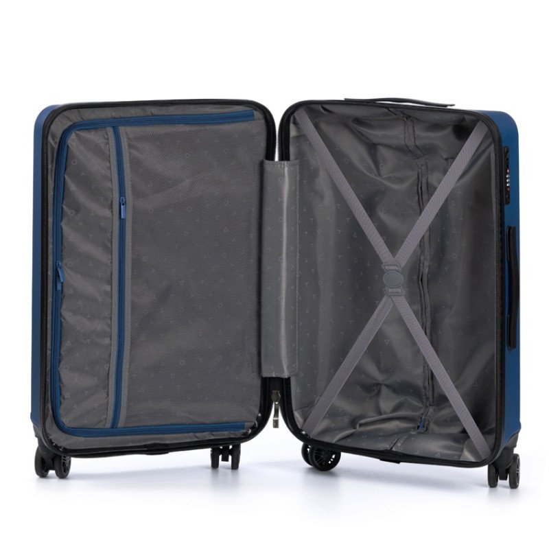 Чемодан TORBER КАСПИЙ, тёмно-синий, ABS-пластик, 43 х 26 х 68 см, 64 л