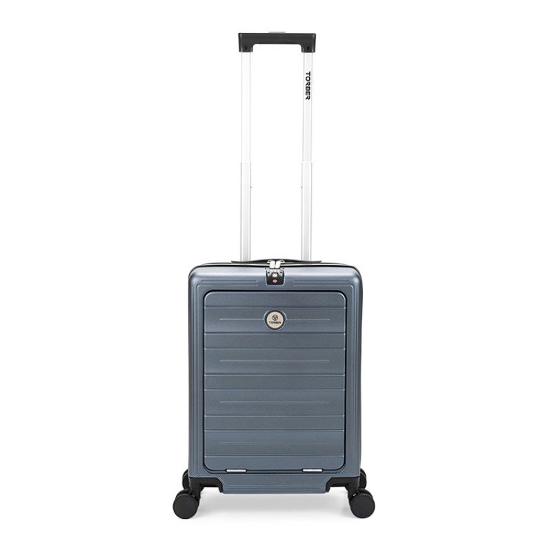 Чемодан TORBER БАЙКАЛ, тёмно-серый металлик, поликарбонат, 37,5 x 20 х 54 см, 37 л