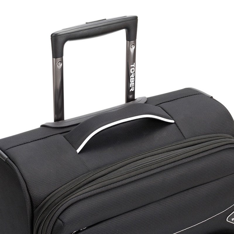 Чемодан TORBER НЕРО, чёрный, переработанный ПЭТ, 40 х 20 х 55 см, 37 л