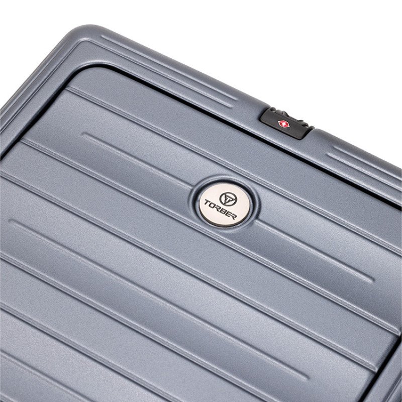 Чемодан TORBER БАЙКАЛ, тёмно-серый металлик, поликарбонат, 37,5 x 20 х 54 см, 37 л