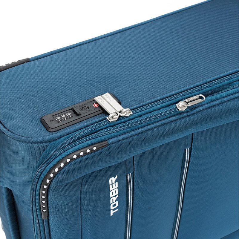 Чемодан TORBER ВИВИ, синий, полиэстер, 39 х 20 х 54 см, 36 л