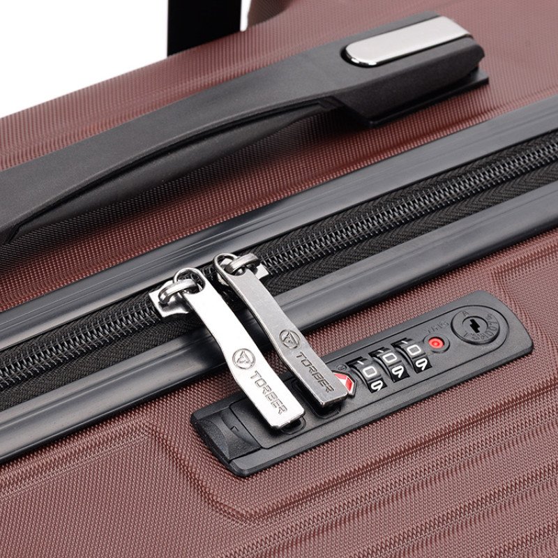 Чемодан TORBER ОНЕГА, бордовый, ABS-пластик, 69,5 х 46 х 26 см, 69 л