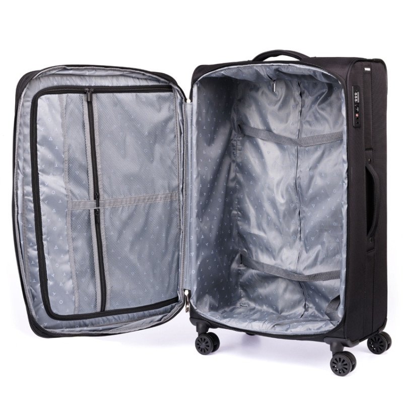 Чемодан TORBER БРОСНО, чёрный, нейлон 600D, 48 х 30 х 78 см, 85 л