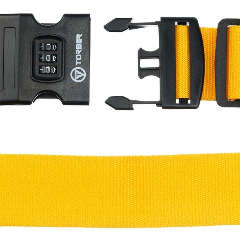 Ремень для чемодана Torber, желтый, 182 х 5 см