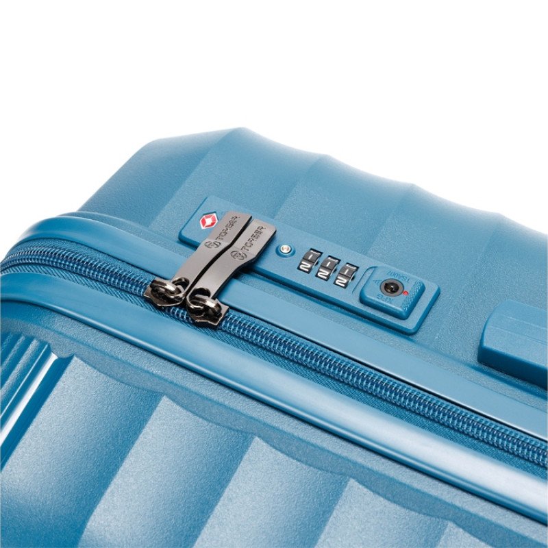Чемодан TORBER НЕВО, синий, полипропилен, 45 х 26 х 66 см, 66 л