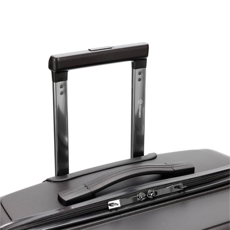 Чемодан TORBER НЕВО, чёрный, полипропилен, 49 х 28 х 76 см, 95 л