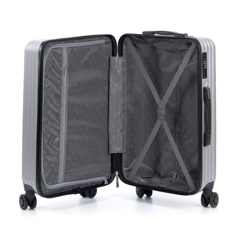 Чемодан TORBER ЛАМА, серебристый, ABS-пластик, 43 х 25,5 х 67 см, 62 л