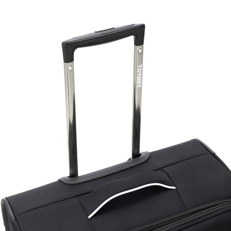 Чемодан TORBER НЕРО, чёрный, переработанный ПЭТ, 44 х 25 х 67 см, 63 л